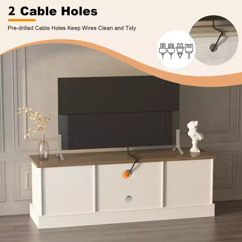 Modern TV Stand for 65-Inch TVs, Rustic Wood Entertainment Center with Spacious Storage Cabinets, Media Console Table for Living Room & Office