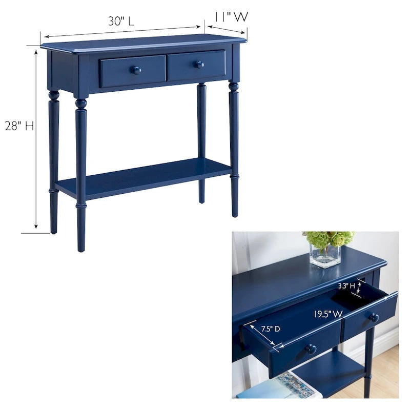 Leick Home Coastal One Drawer Narrow Hall Console Sofa Table