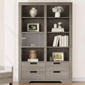 72 Tall Bookcase with 4 Drawers, Farmhouse Freestanding Storage Bookshelf for Bedroom, Living Room, Home Office
