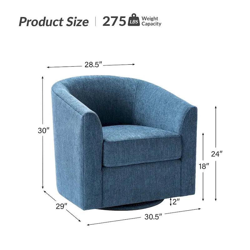 Cuenca Modern Upholstered Barrel Chair with Swivel Base Set of 2