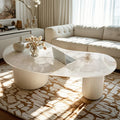 Minimalist Standard White Oval Coffee Table with 2 Drawers