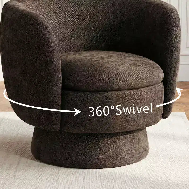 Set of 2 Modern Swivel Barrel Chair with Upholstered Fabric, 360 Rotating Accent Lounge Chair for Living Room, Bedroom-Panipeachy