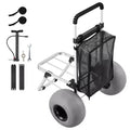 VEVOR Beach Dolly with Big Wheels for Sand, 20 x 15 Cargo Deck, Folding Sand Cart with 12 Balloon Wheels, 165 lbs Loading Capacity, Silver+Black