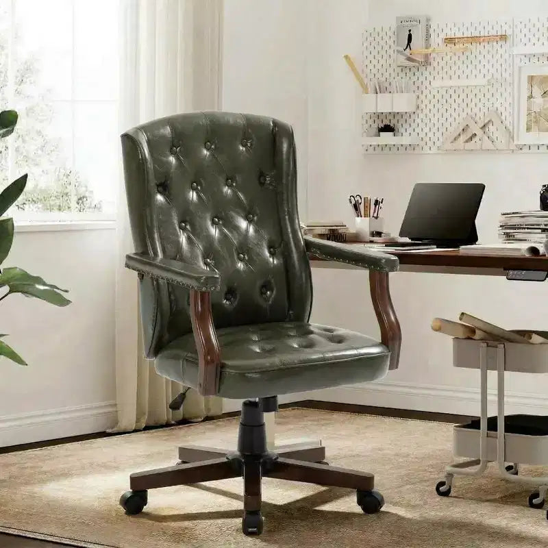 Executive Office Chair with Wingback Design and Swivel for Home Office