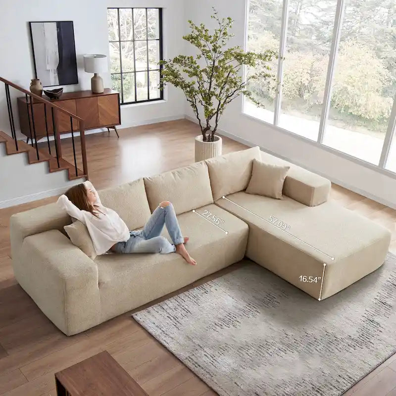 Modern Upholstery Chaise Sofa with Pillows for Living Room