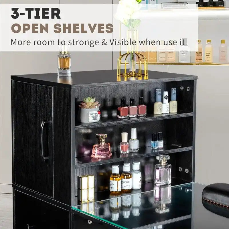 55-Inch Computer Desk with Shelves, Drawers and Cabinet