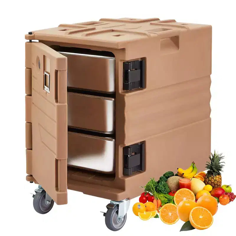 Premium Catering Food Warmer - Insulated Hot/Cold Carrier for 6 Full-Size Pans with Heavy-Duty Casters