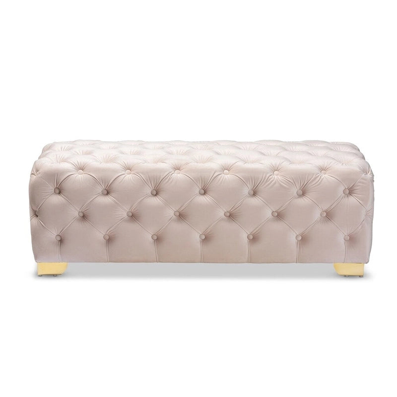 Gracewood Hollow Solanki Velvet Fabric Ottoman Bench