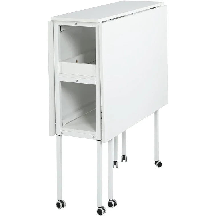 Height Adjustable Craft Table with Storage Shelves, Mobile Folding Cutting Table for Home Office Sewing Room Craft Room