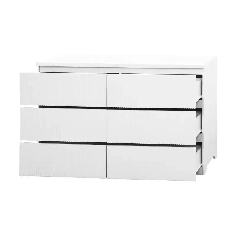6 Drawer Dresser for Bedroom, 47W Fluted Chest of Drawers, Wooden Dresser TV Stand, Clothes Storage Organizer for Bedroom,Hallway, Entryway