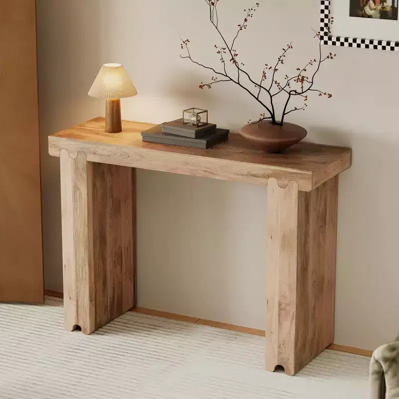 Whisen Minimalist Farmhouse Mango Wood Console Table & Entryway Side Table with Thickened Tabletop