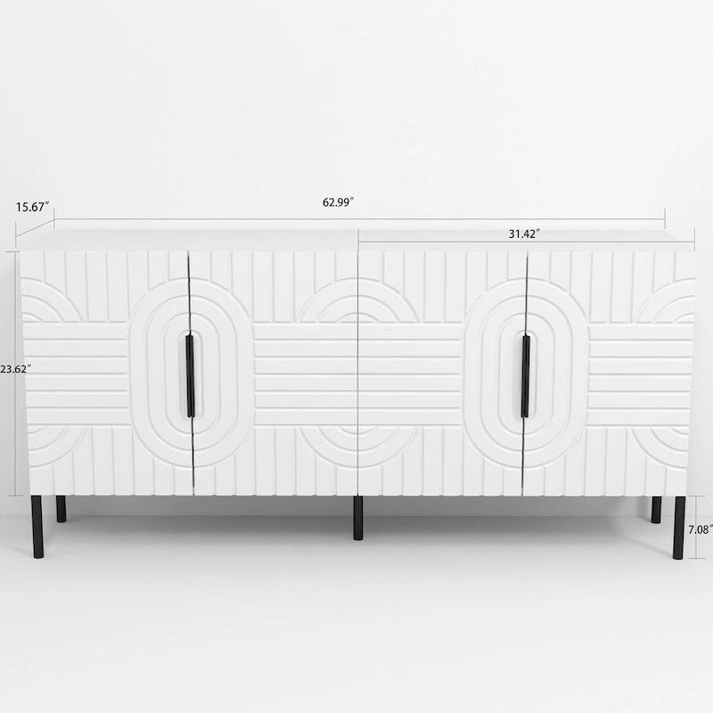 Chic Elegance 63-Inch White TV Stand - Fits Up to 65 TV - 63 in Width