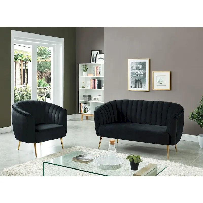 Albany Contemporary Velvet Microfiber Tufted Love Seat by Silver Orchid