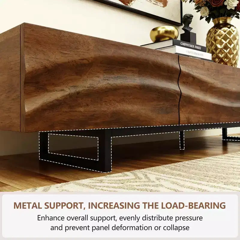 82.83 Inch Modern TV Stand with Solid Wood Drawers and Vents, Media Console for Living Room