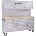 72 inch Tool Chest with Wheels, Garage Workbench, Solid Rubber Wood Top & with Lock Key Locking, Mobile Workstation Tool Cabinet for Workshop Storage