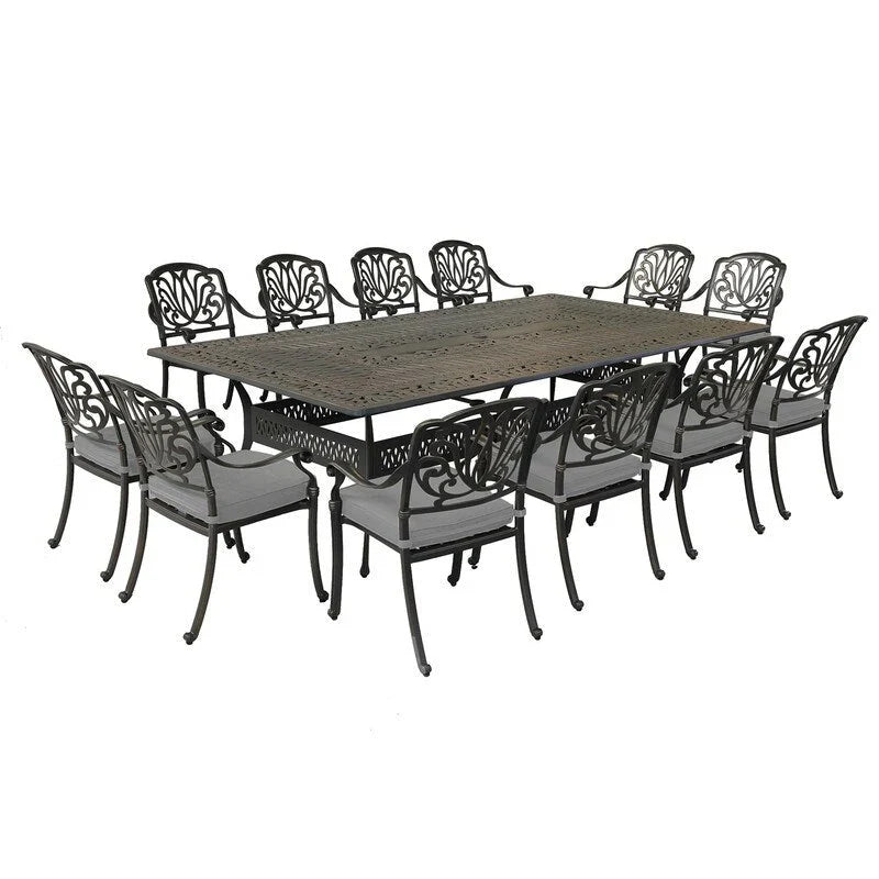 Manasquan 13-piece Gunmetal Aluminum Dining Set by Havenside Home