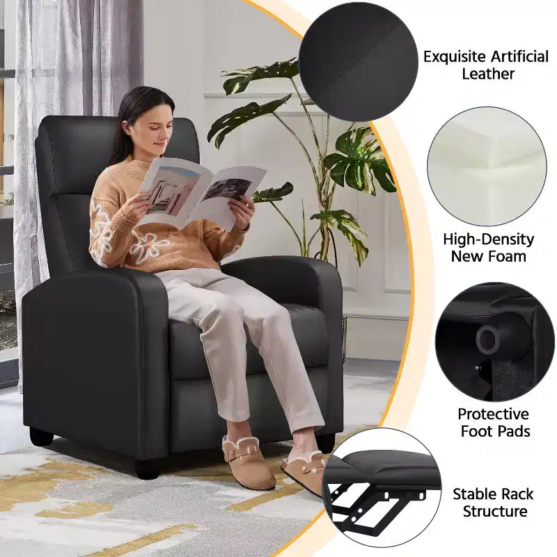 Yaheetech Set of 2 Modern PU Leather Recliner Sofas for Living Room, Bedroom