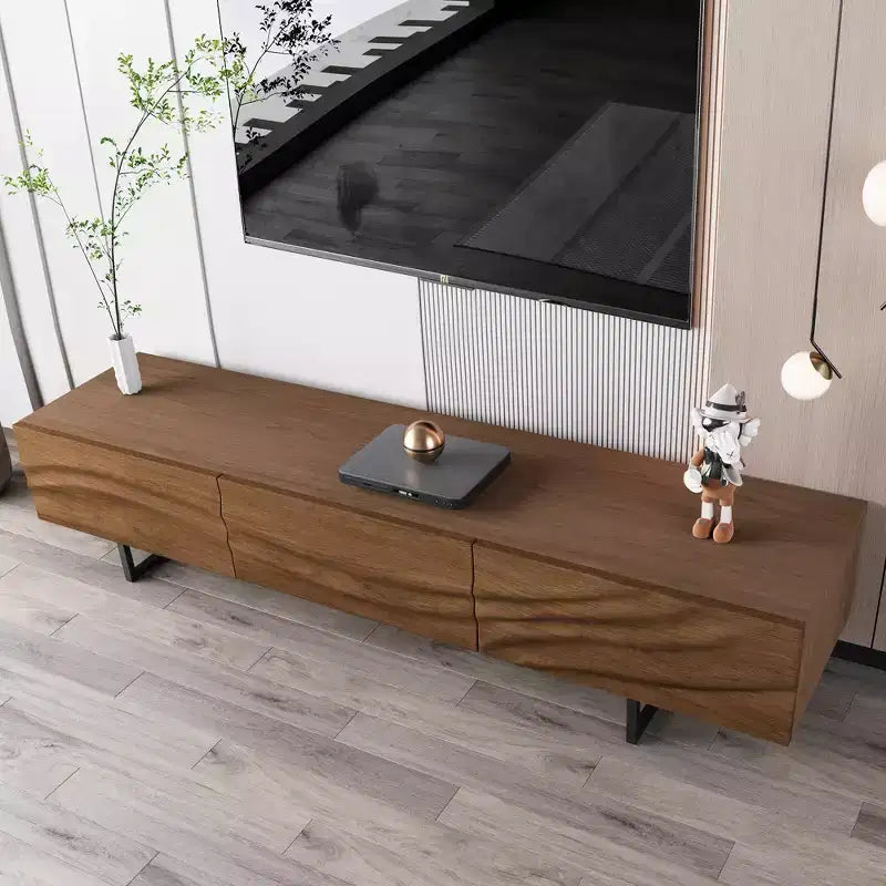 82.83 Inch Modern TV Stand with Solid Wood Drawers and Vents, Media Console for Living Room