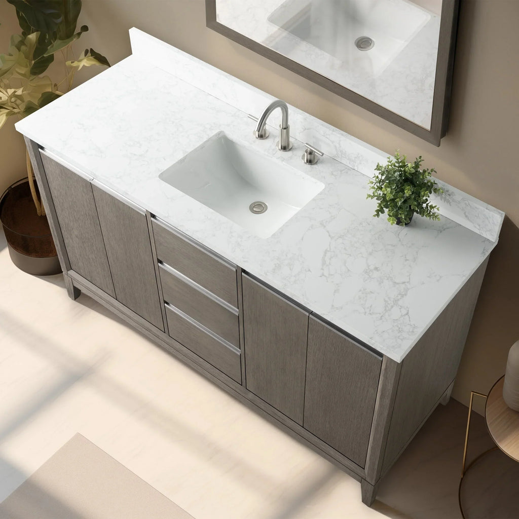 Vanity Art Bathroom Vanity with Ceramic Sink and Engineered Marble Top